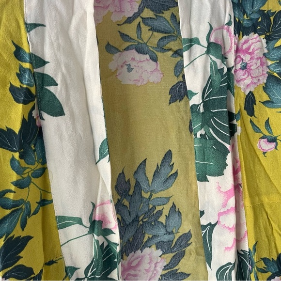 Anthropologie Elma Yellow Pink Floral Open Front Boho Kimono Top 37757 - Picture 4 of 9